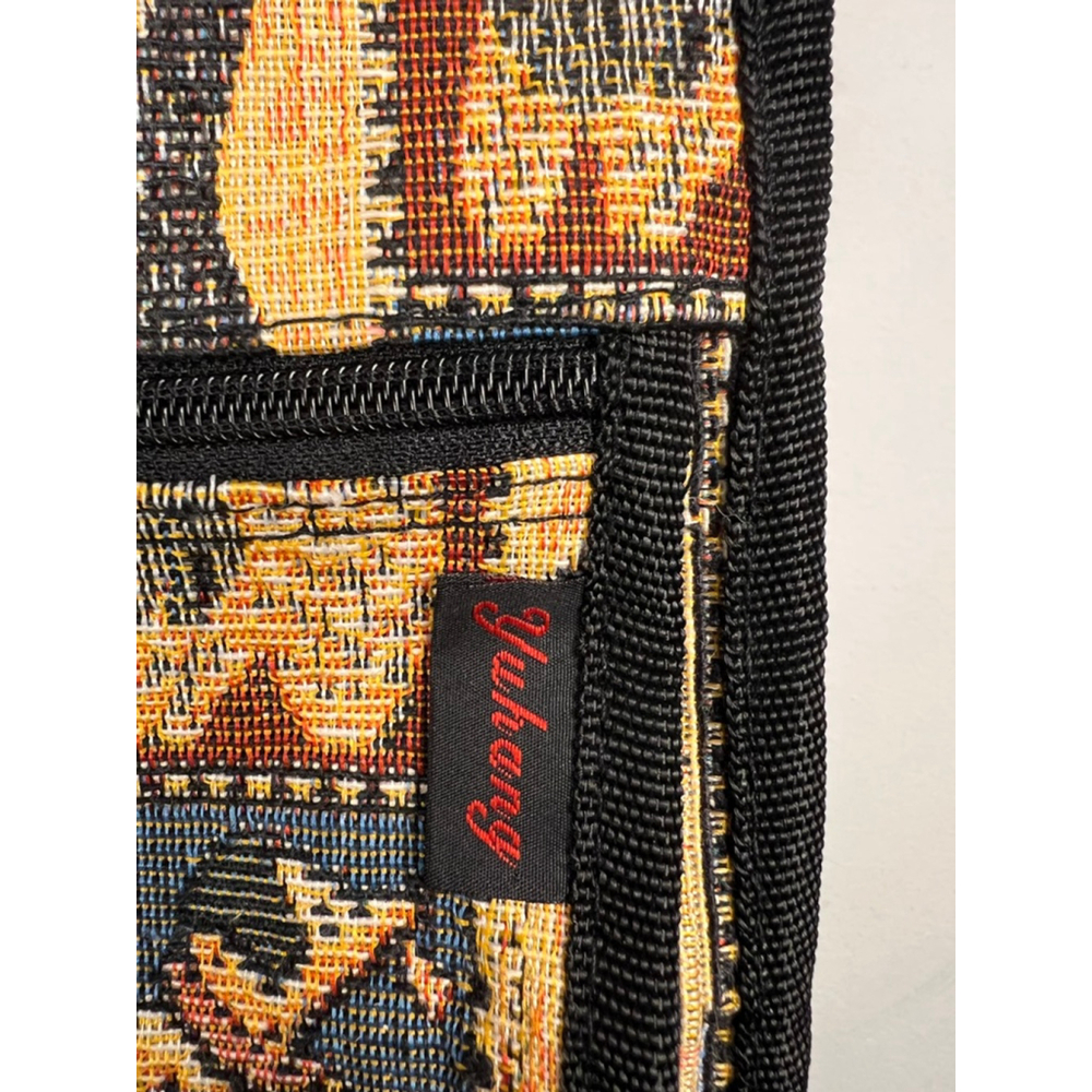 Yuhong Tapestry Tote Bag w/ Coin Purse Tan/Black Dog Print. Faithful Companion - Picture 7 of 7
